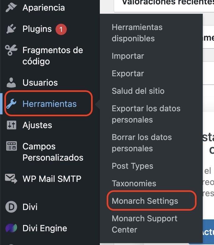 Configuración del plugin Monarch [Shortcode]