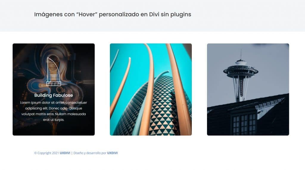 Crear imágenes o tarjetas con efecto "Hover" en Divi sin plugins