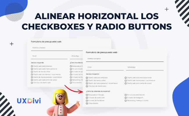 En este tutorial te mostraremos como alinear de forma horizontal los checkboxes y botones de radio en los formularios de contacto de Divi.