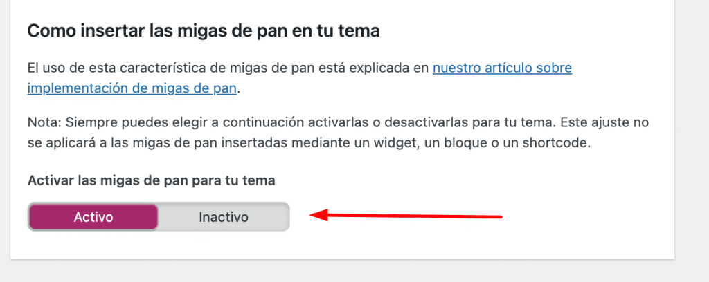 Habita las migas de pan o breadcrumbs en Yoast SEO