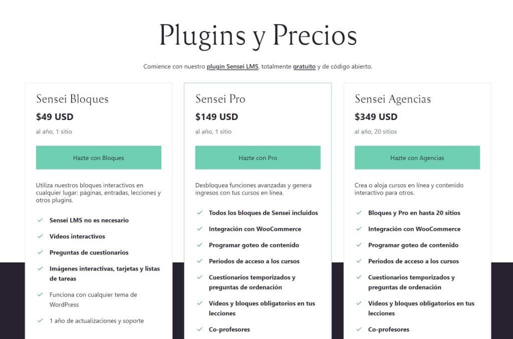 Precios Sensei LMS