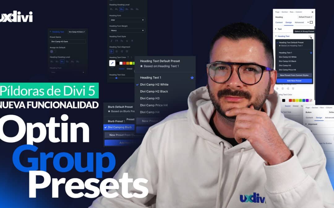 Presets de Grupos y Elementos en Divi 5: cómo funcionan
