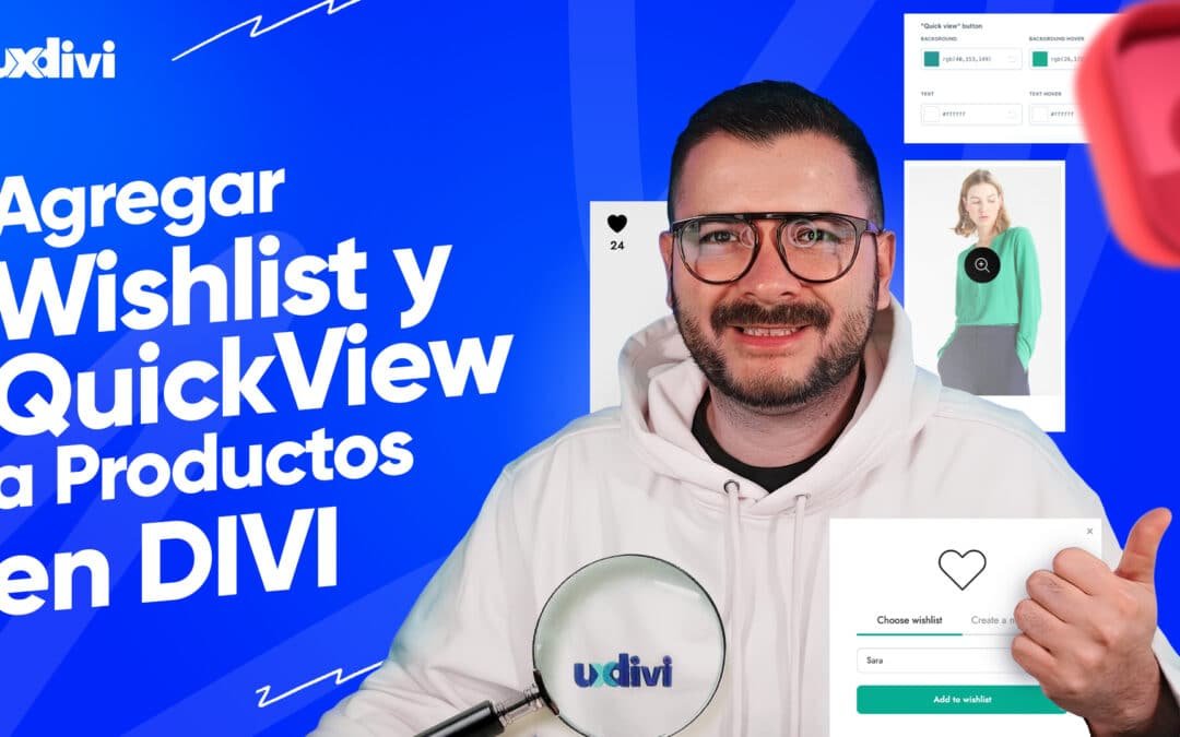 Iconos de wishlist y quick view en productos Divi