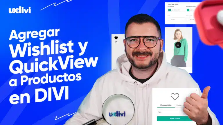 Iconos de wishlist y quick view en productos Divi