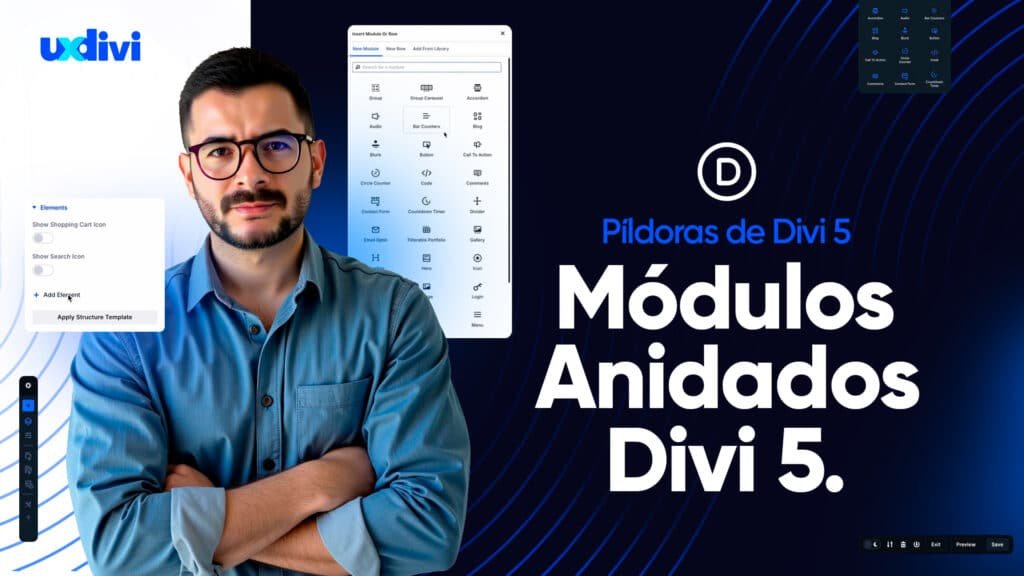 Descubre los nuevos módulos anidados de Divi 5 y aprende cómo colocar módulos dentro de otros para crear diseños más flexibles y dinámicos.