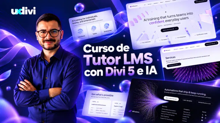 Curso de Tutor LMS con Divi 5 e IA: academia online
